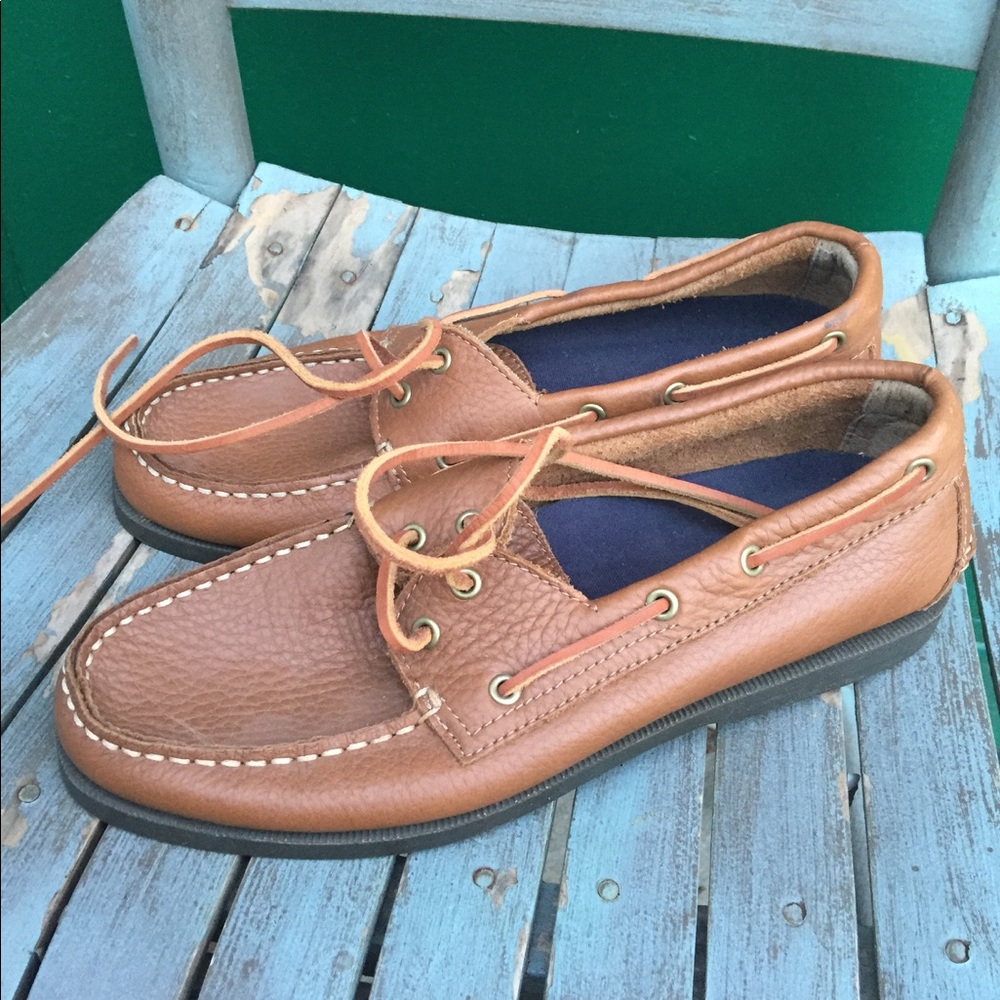 Men's Reel Legends Brown Leather Boat Shoes 7.5m Gem